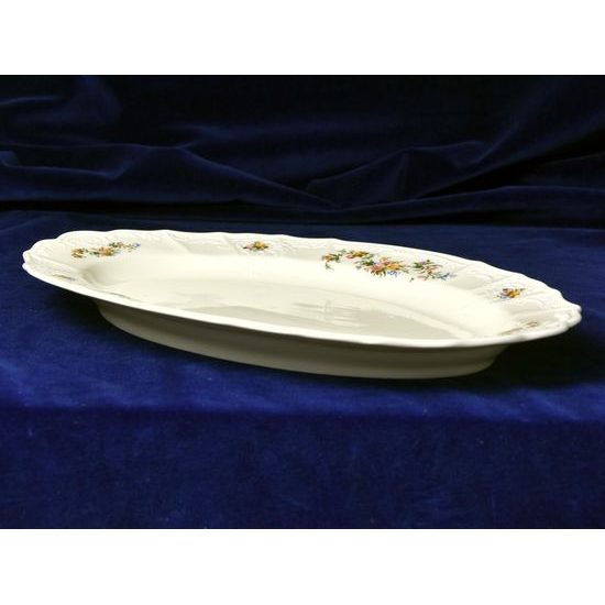 Dish oval 36 cm, Thun 1794 Carlsbad porcelain, BERNADOTTE ivory + flowers