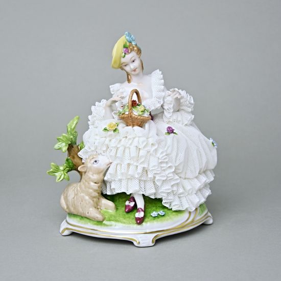Flowergirl 14 x 8 x 17 cm, Kurt Steiner, Porcelain Figures Unterweissbacher