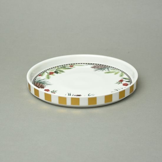 Platter round 20 cm, Cones and holly, new bone china EGAN