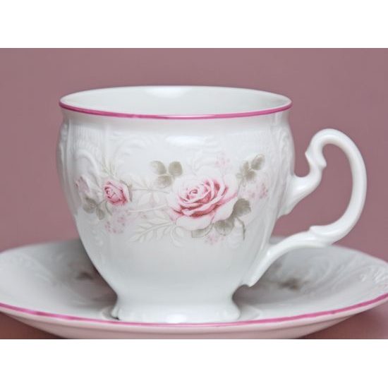 Růžová linka: Šálek a podšálek kávový 150 ml / 14 cm, Thun 1794, karlovarský porcelán, BERNADOTTE růžičky