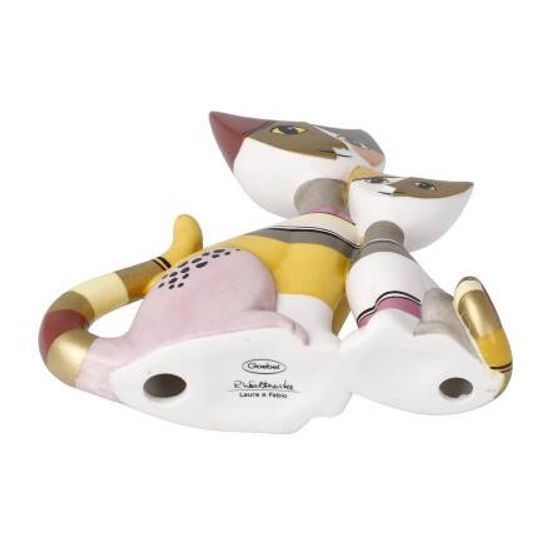 Figurine R. Wachtmeister, Cats Laura and Fabio, 8,5 / 3 / 8 cm, Porcelain, Cats Goebel