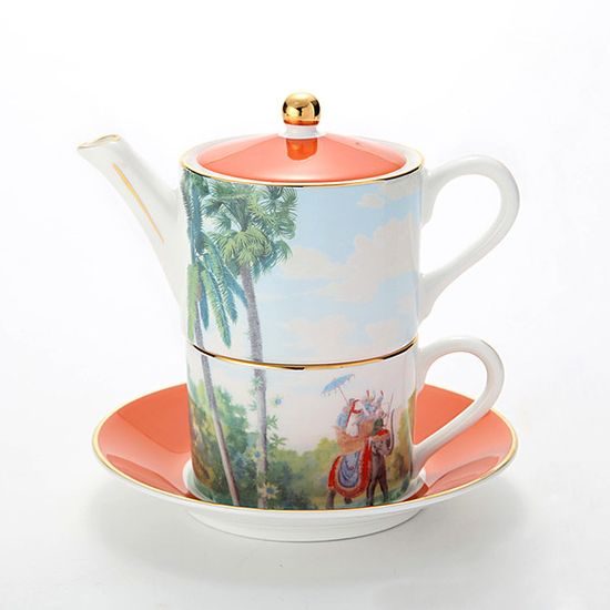 Blenheim Palace - Indický pokoj: Tea for one, anglický kostní porcelán Roy Kirkham