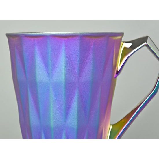 Mug Diamond Rainbow Titan MATTE, Rainbow colors + Platinum, 250 ml, Goldfinger porcelain