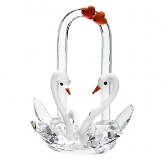 Swans in Love 74 x 63 mm, Crystal Gifts and Decoration PRECIOSA