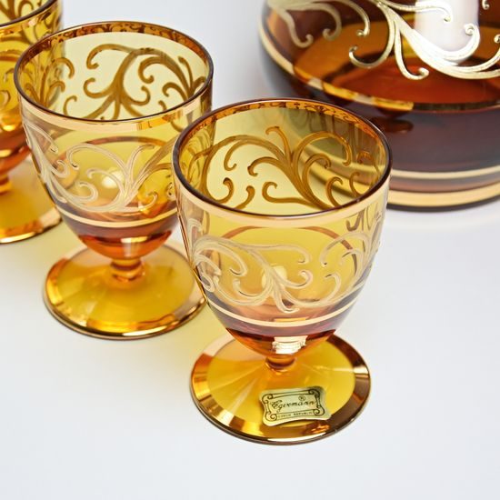 Egermann: Wine Set Amber Yellow Stain, h: 26,5 cm, 7 pieces