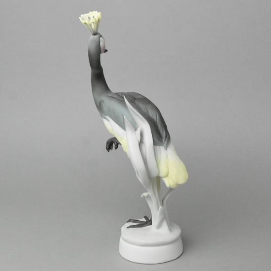 Jeřáb korunní 35 cm, pastel, porcelánové figurky Duchcov
