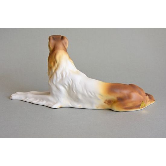 Chrt ležící 19 x 7,5 x 9,5 cm, Pastel, Porcelánové figurky Duchcov