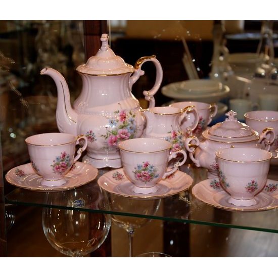 Coffee set for 6 pers., Leander, rose china