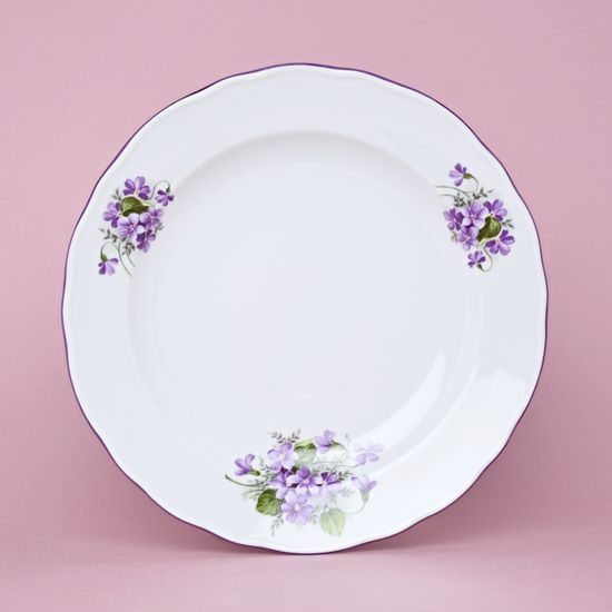 Talíř mělký 24 cm, fialky, Český porcelán a.s.