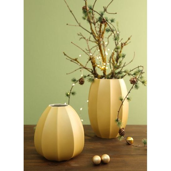 Váza Concave béžová 15,5 / 15,5 / 22,5 cm, biskvitový porcelán, Goebel - Kaiser