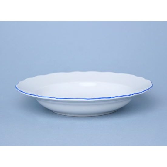 Plate deep 21 cm, Cesky porcelan a.s., blue line