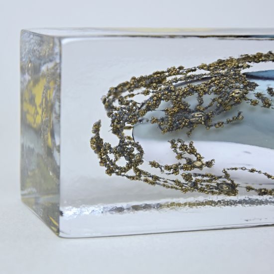 Vase Square 19 cm, collection Fleck, metallurgical glass, Vendula Zámečníková