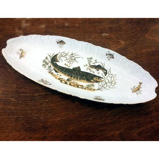 Fish dish 52 cm, Thun 1794 Carlsbad porcelain, BERNADOTTE fishing