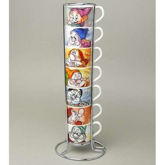 Sada 7 ks. espresso šálků / dětských hrnečků 80 ml Sněhurka a sedm trpaslíků, porcelán, EGAN