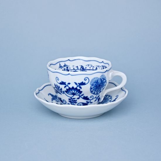 Cup + saucer B 210 ml / 14 cm, Prague Charles Bridge, Original Blue Onion pattern