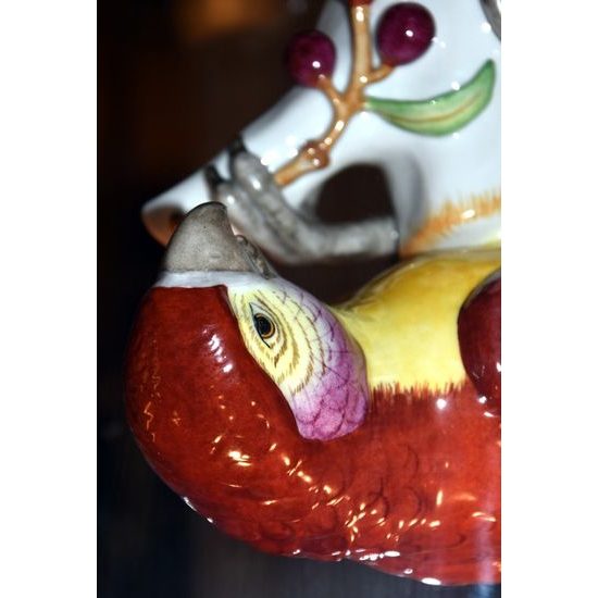 Papoušek s třešněmi 30 x 18 x 39 cm, Porcelánové figurky Aelteste Volkstedter