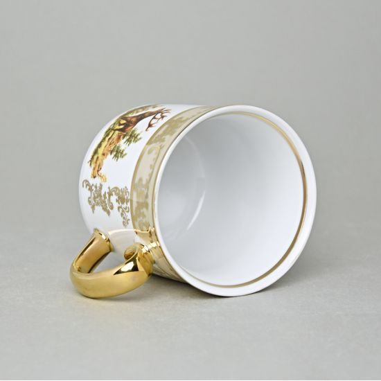 Mug Gustav 0,31 l, Hunting brown  plus  gold, 6 pcs., Carlsbad porcelain
