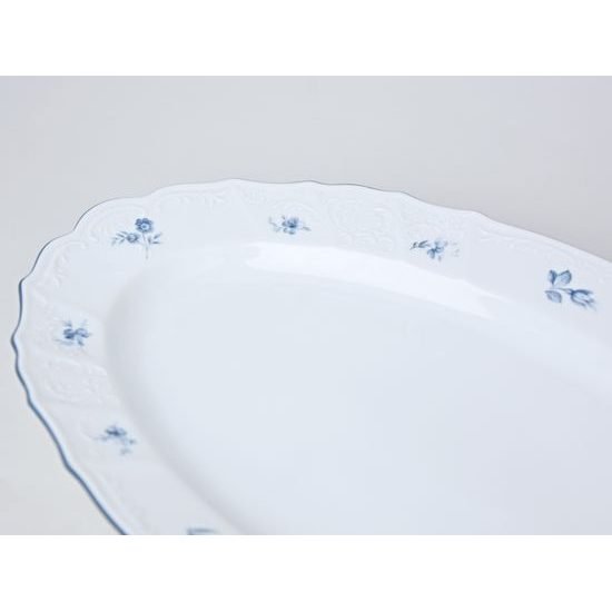 Bowl oval 39 cm, Thun 1794 Carlsbad porcelain, BERNADOTTE blue flower