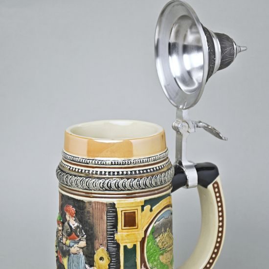 Korbel 0,9 l keramický s cínovým víčkem, Hostinec, keramika BM+MM Holýšov