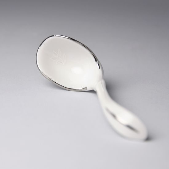 Spoon small 10 cm, Thun 1794 Carlsbad porcelain, BERNADOTTE frost, Platinum line