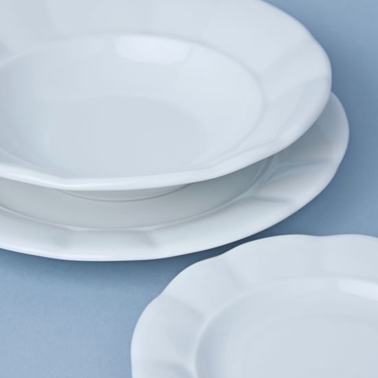 Plate set for 6 pers. 26,24,19, Benedikt white, G. Benedikt 1882