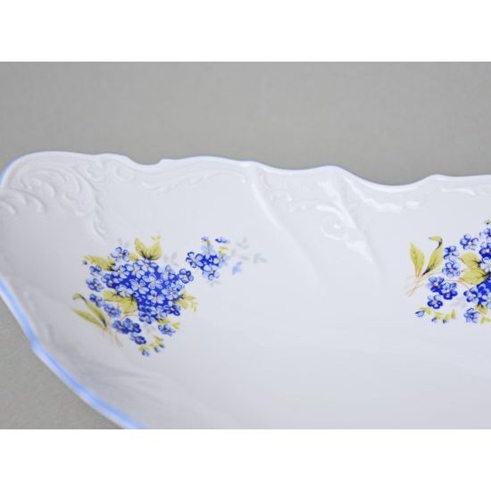 Bread basket 34 cm, Thun 1794 Carlsbad porcelain, BERNADOTTE Forget-me-not-flower