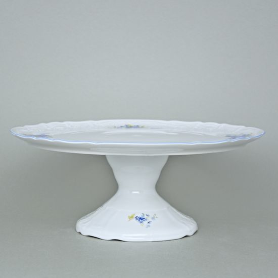 Cake plate 32 cm on stand, Thun 1794 Carlsbad porcelain, BERNADOTTE Forget-me-not-flower