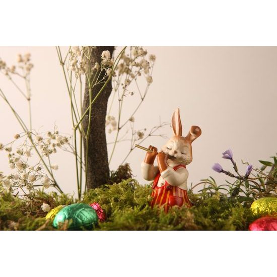 Figurka králíčka s flétnou 4 / 4 / 8 cm, kamenina, Goebel