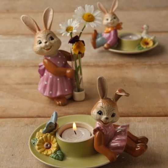 A smile for you - Eastern bunny candleholder 15 / 12,5 / 11 cm, stoneware, Goebel