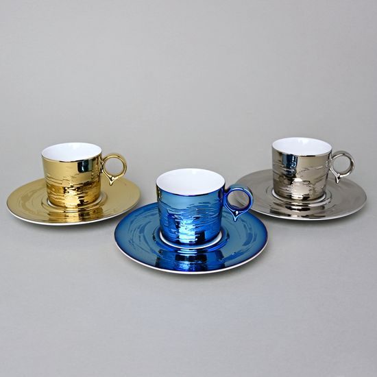 RESET, Cup and Saucer Espresso 100 ml, Titanium Blue, Český porcelán a.s.