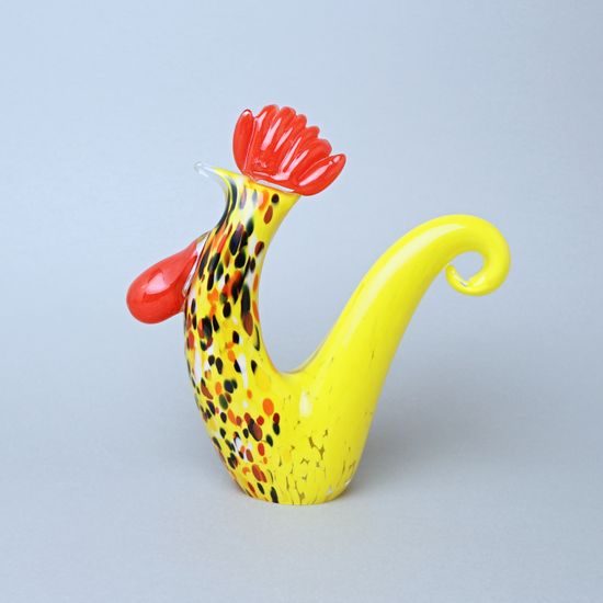 Rooster – solid glass, 21 cm, GlasStar Bohemia Glass