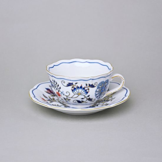 Šálek a podšálek C/1 + ZC1 (zrcadlový podšálek), 200 ml / 15,5 cm na čaj, rubínová červeň + zlato, Český porcelán a.s.
