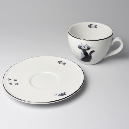 Šálek 250 ml a podšálek 15 cm Milada, Kočička, Český porcelán a.s.