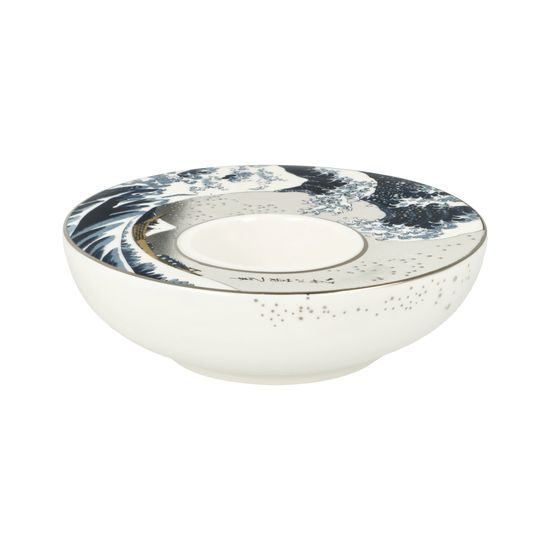 Candle holder K. Hokusai - The Great Wave, 12 / 12 / 4 cm, Porcelain, Goebel