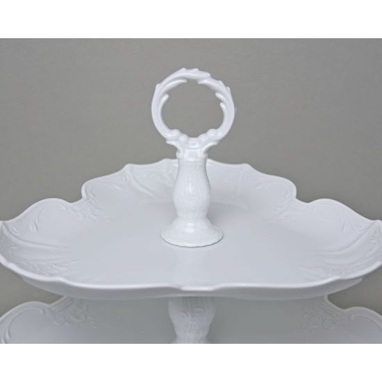 2-Compartment Dish with triangular bowls, v. 35 cm, Thun 1794, Carlsbad Porcelain, BERNADOTTE white