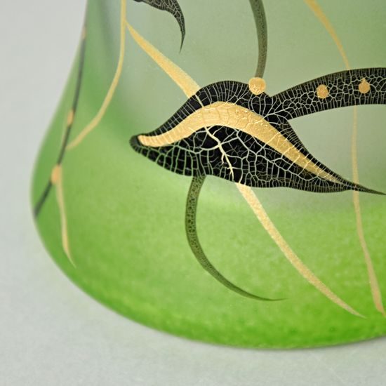 Studio Miracle: Green Vase, 19 cm, Hand-decorated by Vlasta Voborníková