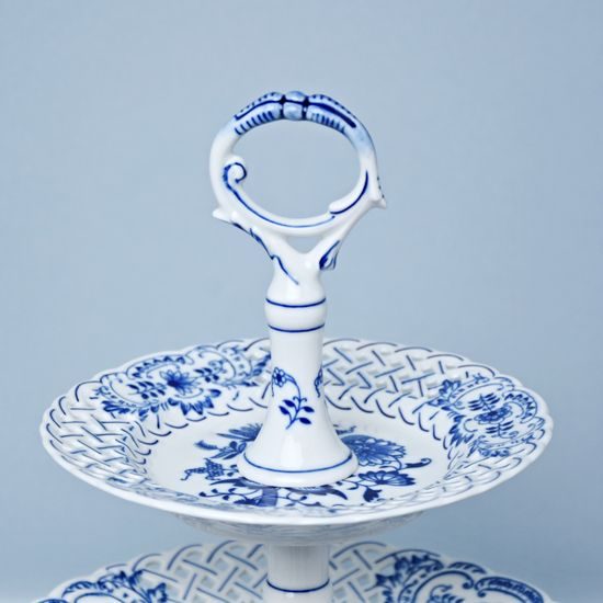 3-compartment dish 18 + 24 + 27 cm PLATES - perforated, Original Blue Onion Pattern