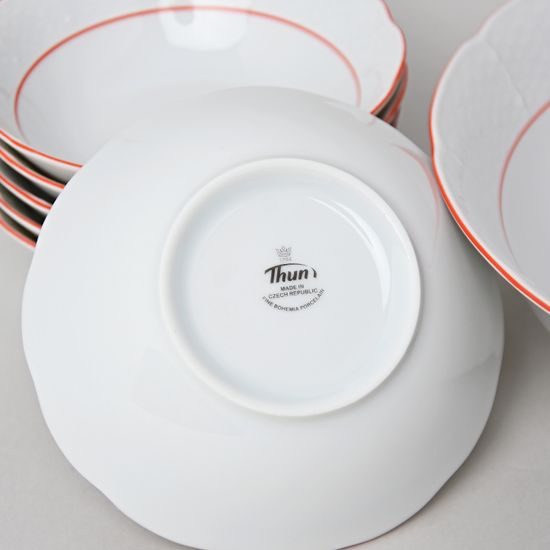 70477: Compot set for 6 pers., Thun 1794 Carlsbad porcelain, Natalie, Red line