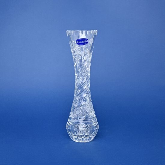 Křišťálová váza broušená úzká, Kometa, 255 mm, GLASSPO / Crystal Bohemia