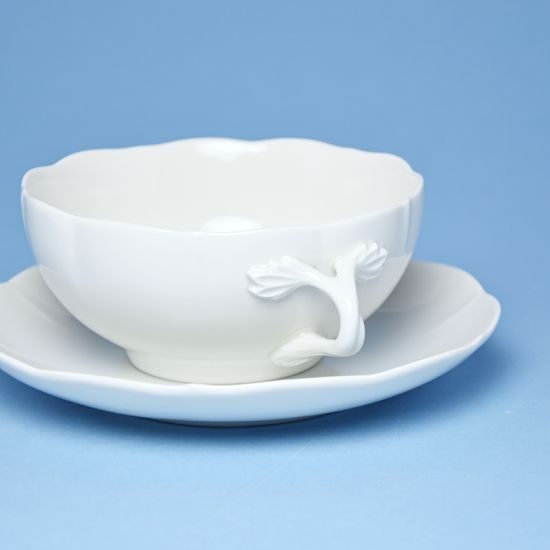 Cup soup and saucer with handles 0,25 l / 17,5 cm, White porcelain, Český porcelán a.s.