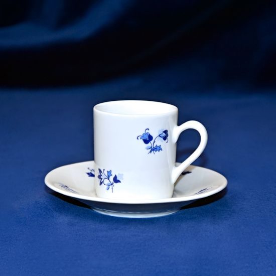 Šálek mokka 70 ml + podšálek 115 mm Jasmin, modré kvítky, Český porcelán a.s.