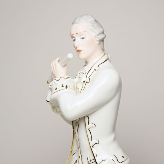 Pán rokoko 13 x 13 x 33 cm, Bílá + Zlato, Porcelánové figurky Duchcov