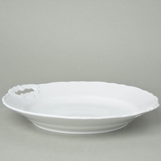 Plate cake 28 cm with handles, Praha white, Cesky porcelan a.s.