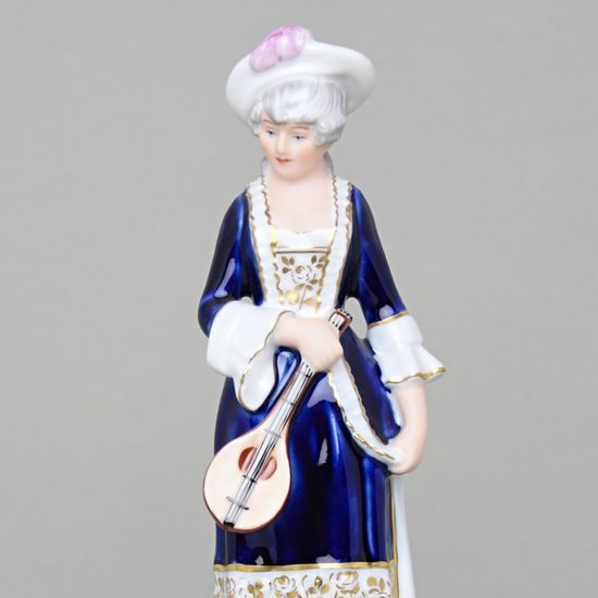 Lady with lute 22 cm, Isis, Porcelain Figures Duchcov