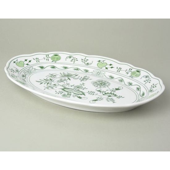 Dish oval flat 35 cm, Original Green Onion pattern