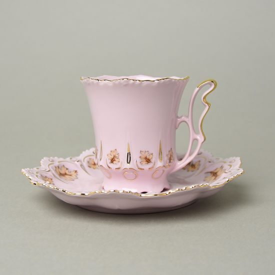 Cup 180 ml tall and saucer 16 cm, Lenka 527, Rose China