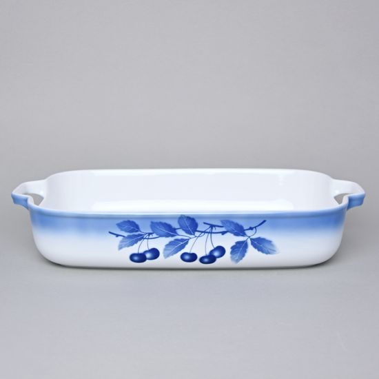 Mísa zapékací s uchy velká 7 x 39,8 x 24,6 cm, Thun 1794, karlovarský porcelán, BLUE CHERRY