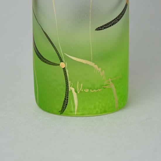 Studio Miracle: Green Vase - Round, 28 cm, Hand-decorated by Vlasta Voborníková