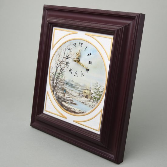 Wall clock Winter 4 x 27,5 x 25 cm, Biskvit + Print + Gold, Clocks