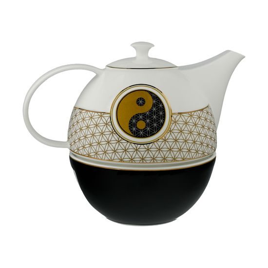 Konvice s ohřívačem Jin a Jang černá a bílá 25 / 16,5 / 20 cm, jemný kostní porcelán, Goebel